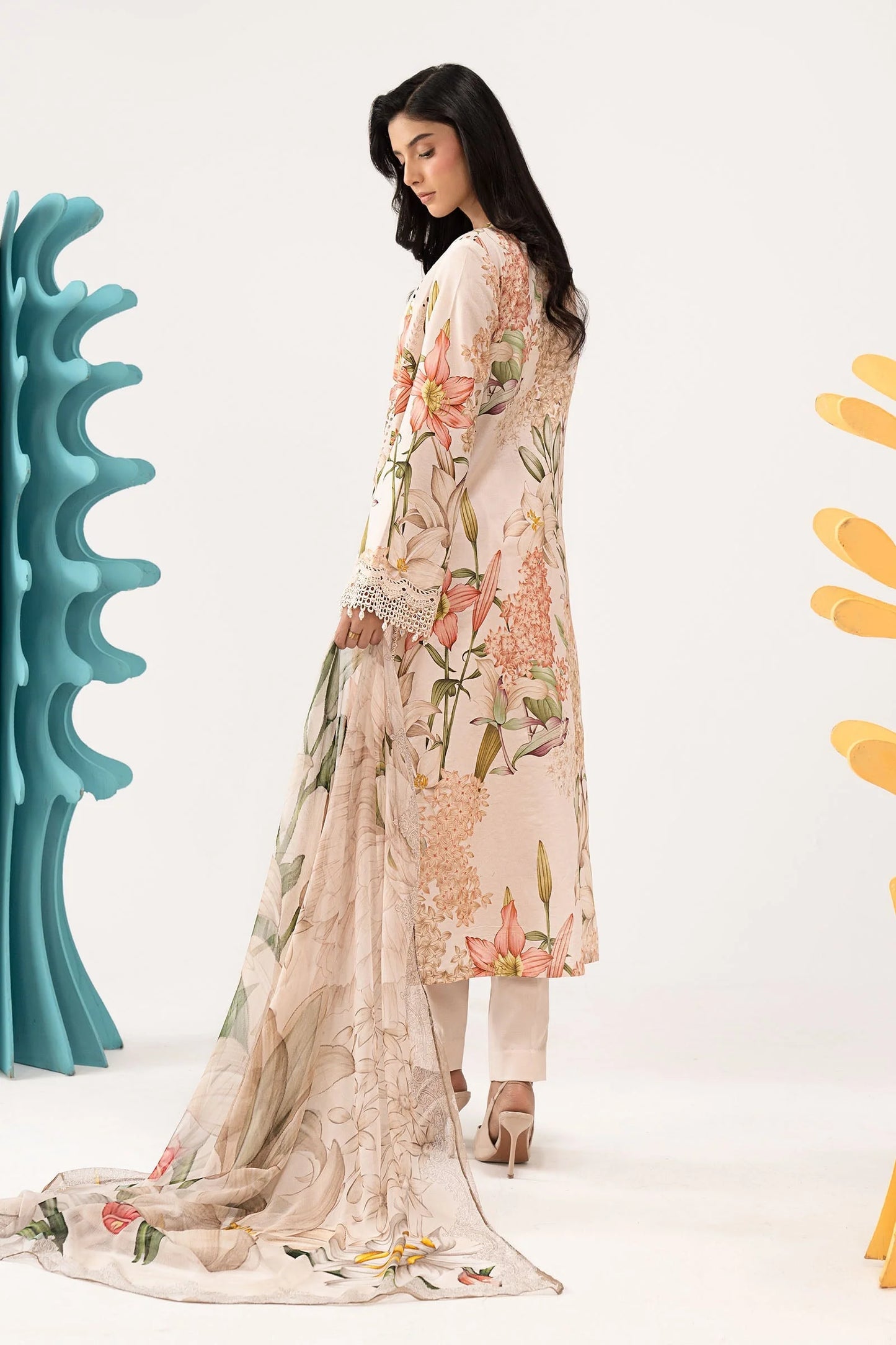 3 Piece Embroidered Lawn Suit - MPS-3006-A-Small