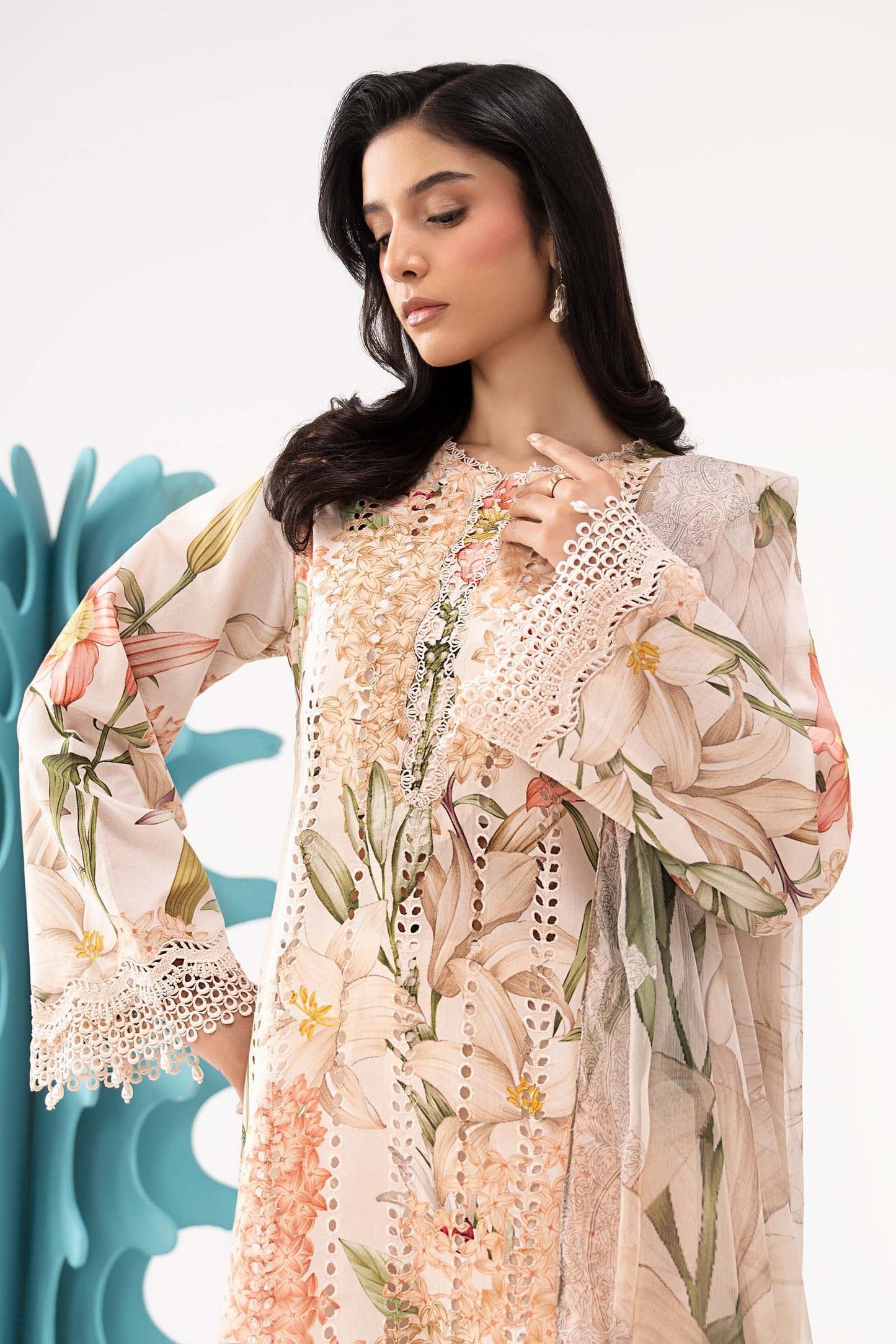 3 Piece Embroidered Lawn Suit - MPS-3006-A-Small