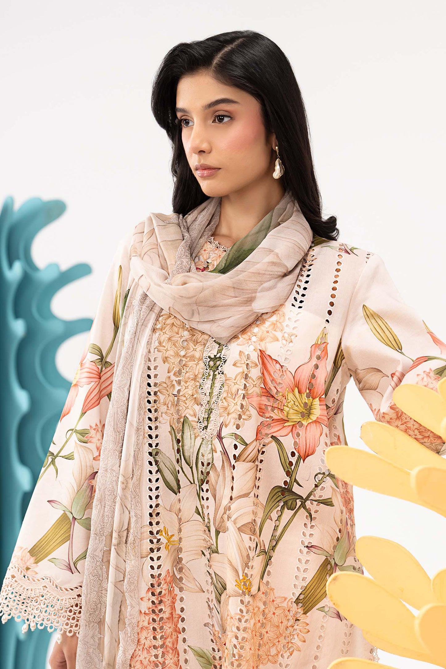 3 Piece Embroidered Lawn Suit - MPS-3006-A-Small