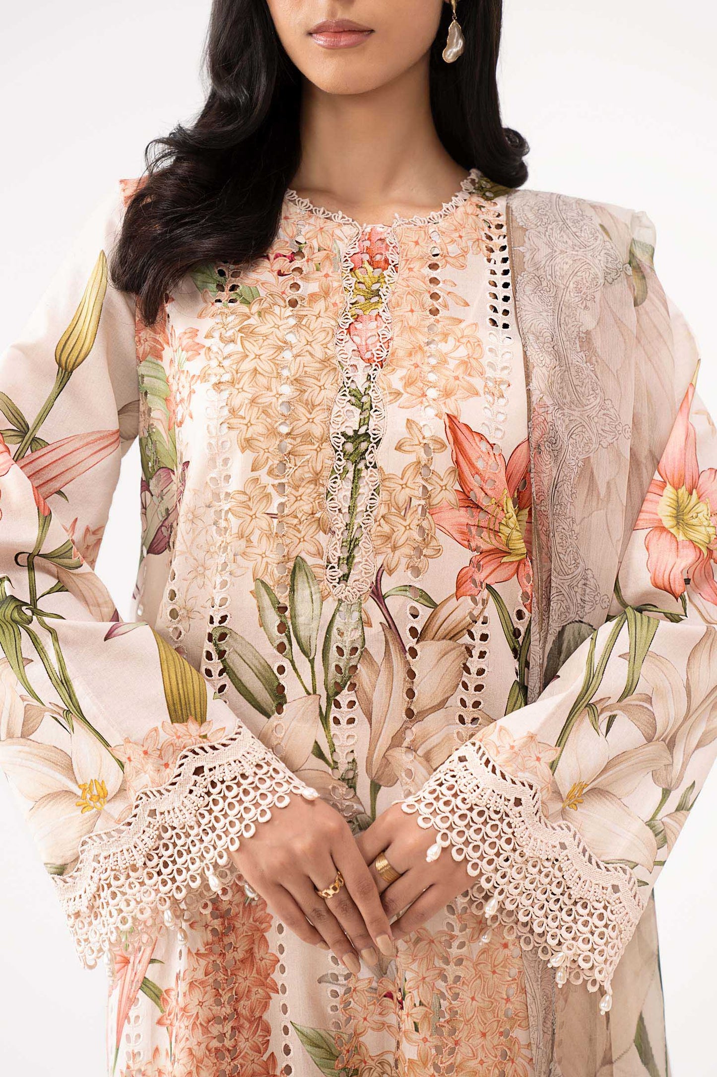 3 Piece Embroidered Lawn Suit - MPS-3006-A-Small
