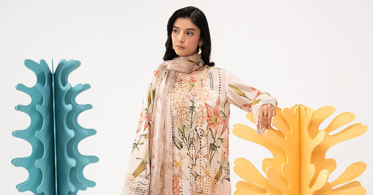 3 Piece Embroidered Lawn Suit - MPS-3006-A-Small