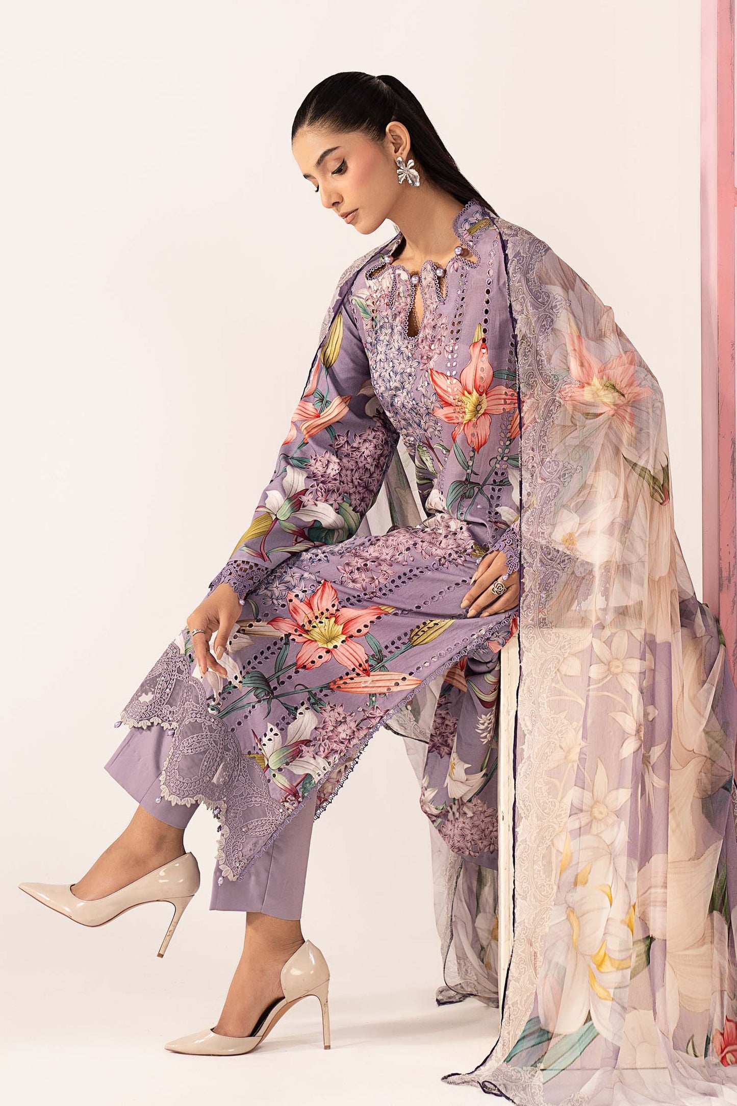 3 Piece Embroidered Lawn Suit - MPS-3006-B-Small