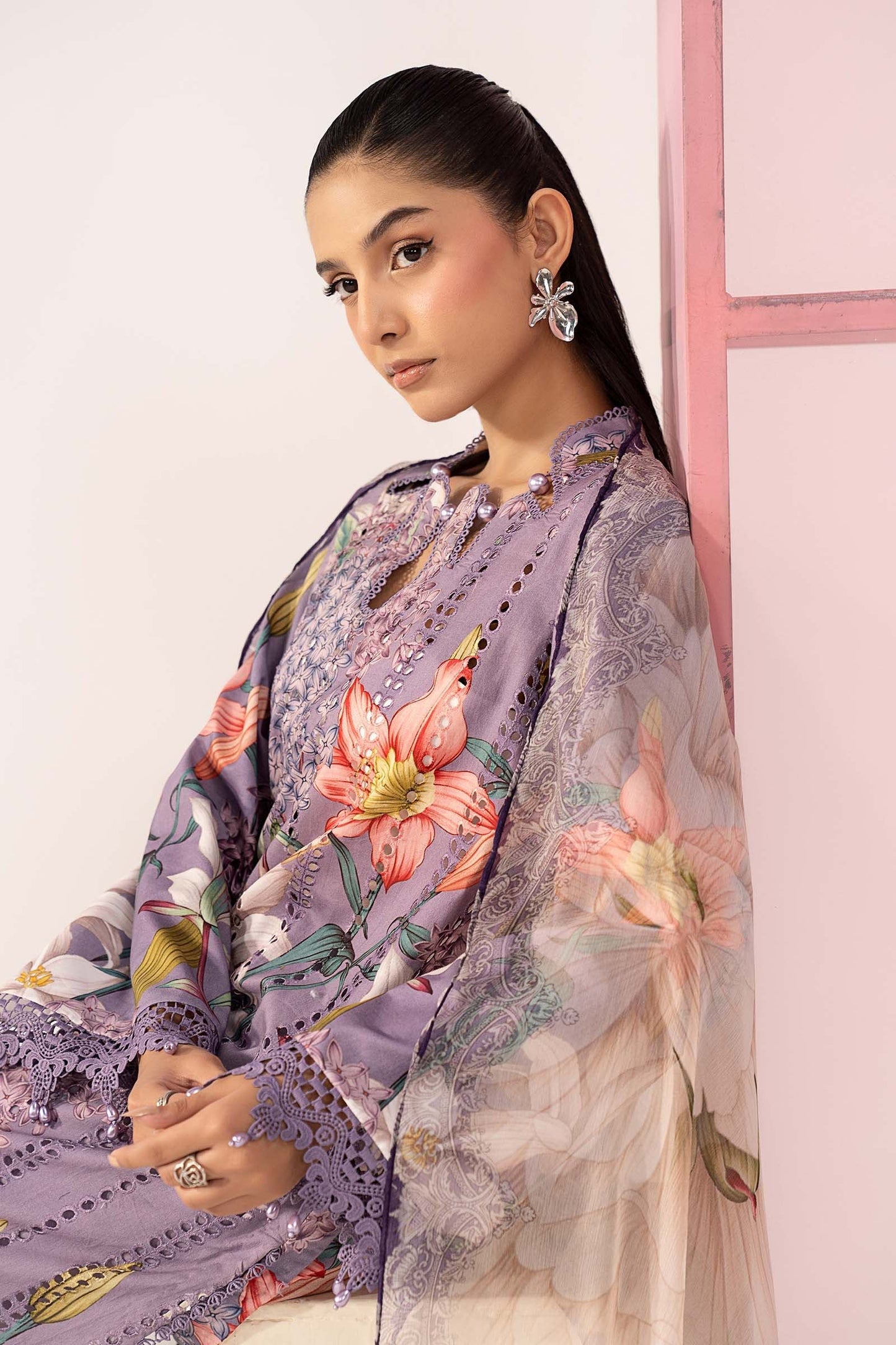 3 Piece Embroidered Lawn Suit - MPS-3006-B-Small