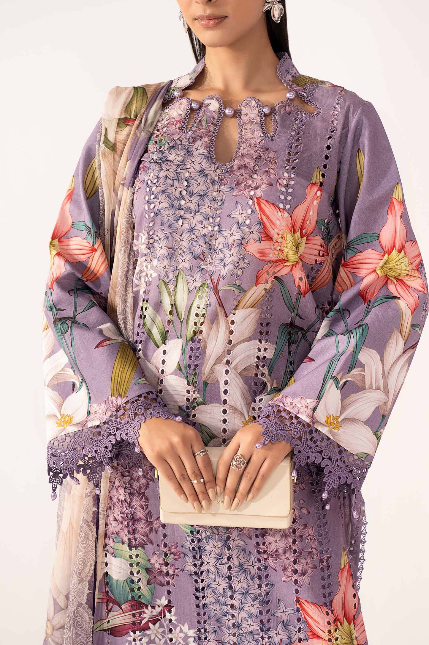 3 Piece Embroidered Lawn Suit - MPS-3006-B-Small