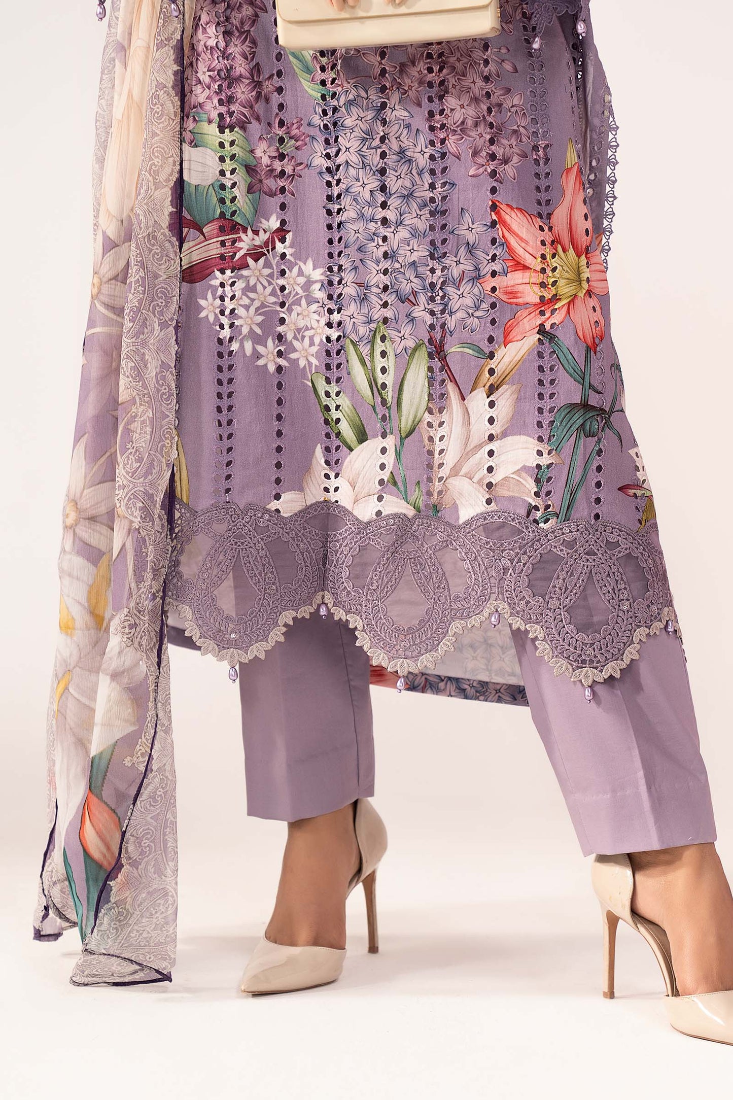 3 Piece Embroidered Lawn Suit - MPS-3006-B-Small