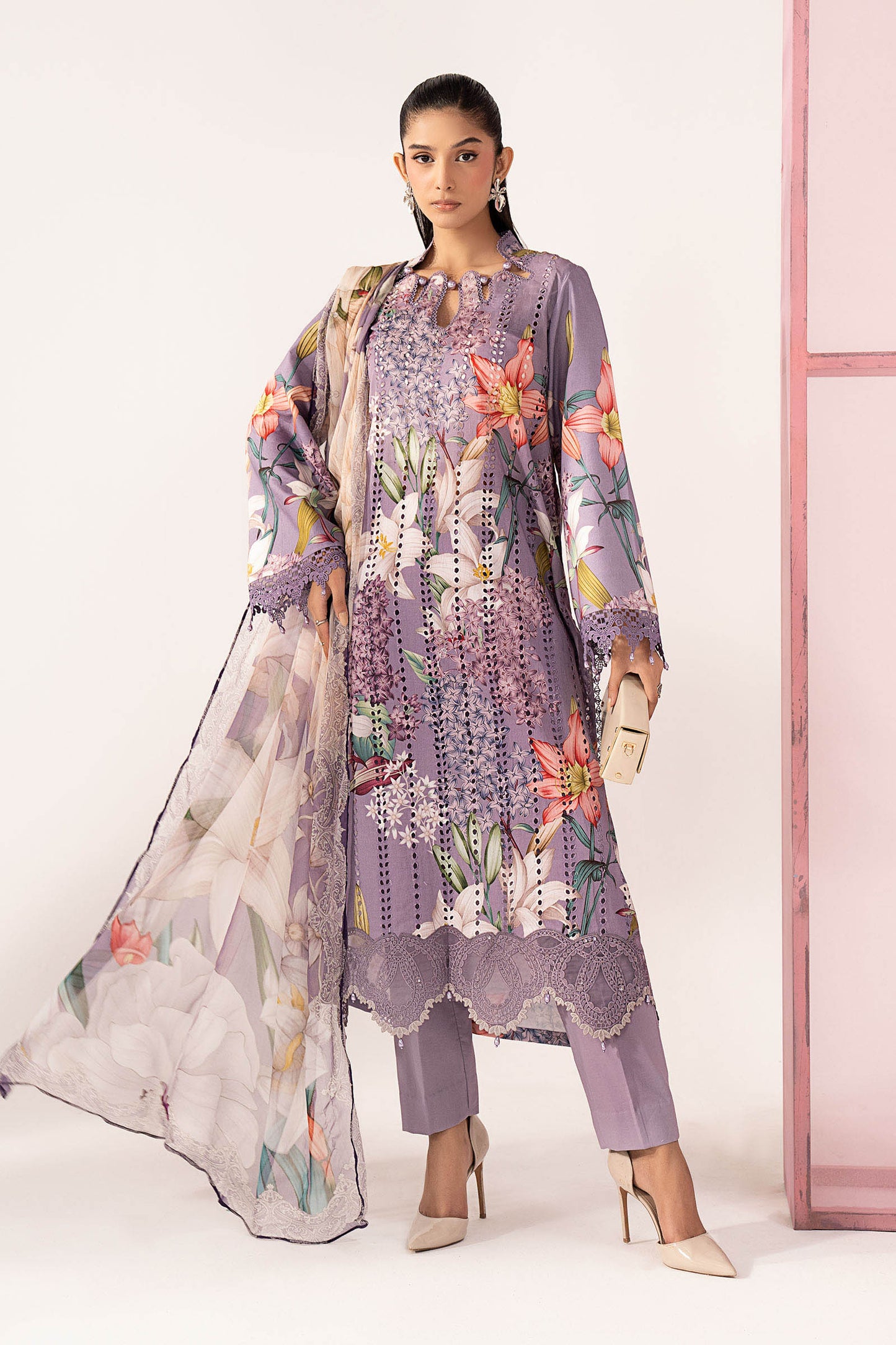 3 Piece Embroidered Lawn Suit - MPS-3006-B-Small