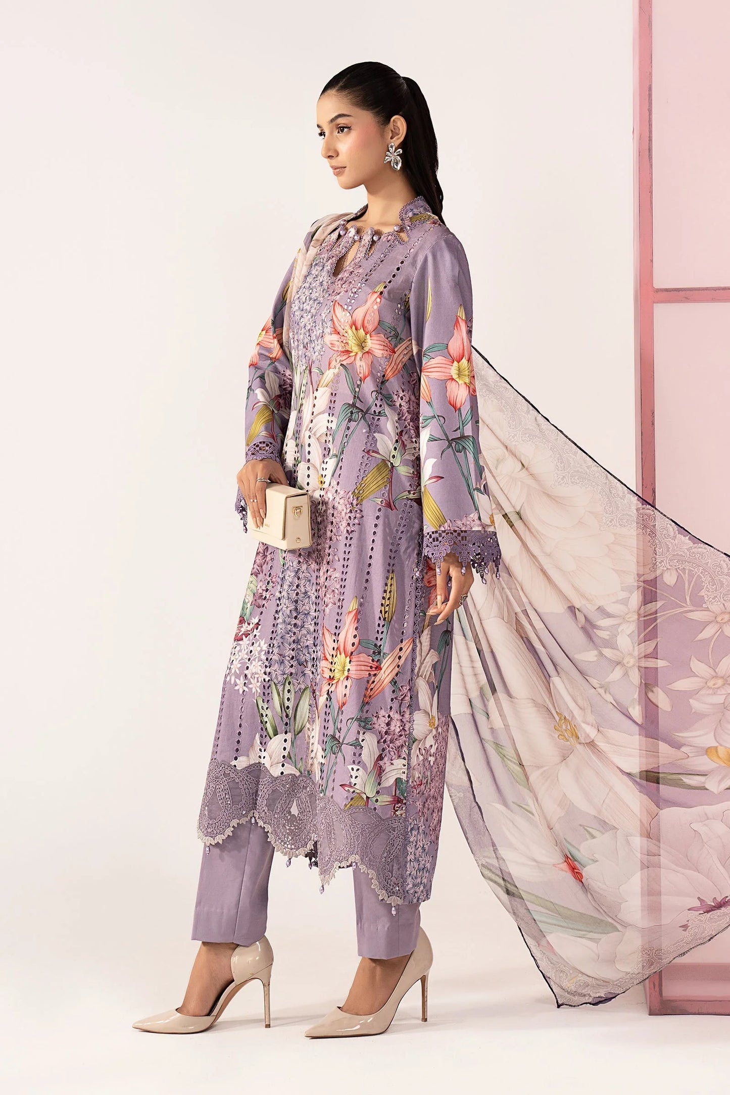 3 Piece Embroidered Lawn Suit - MPS-3006-B-Small