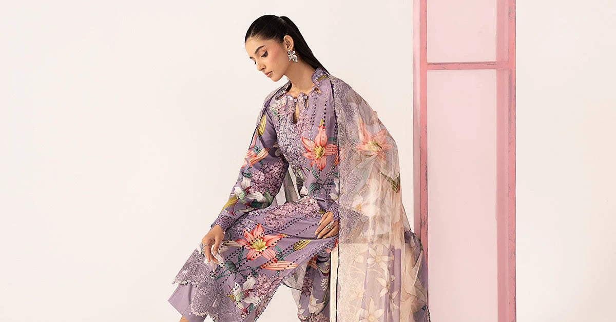 3 Piece Embroidered Lawn Suit - MPS-3006-B-Small