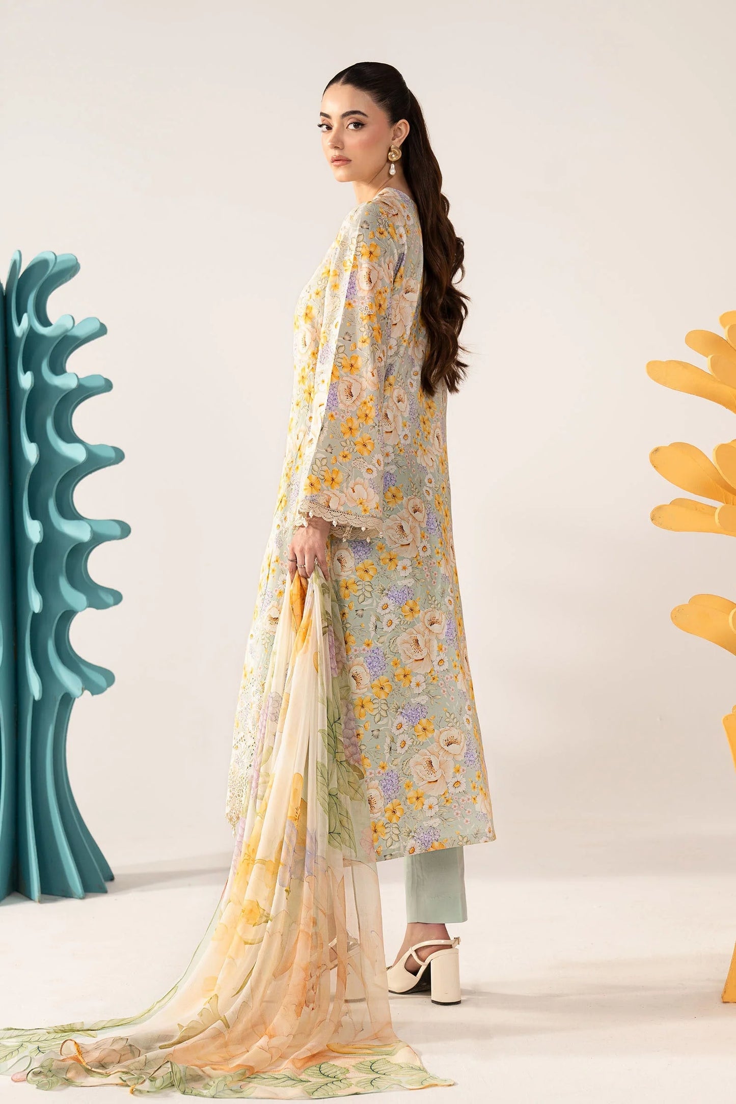 3 Piece Embroidered Lawn Suit - MPS-3007-A-Small