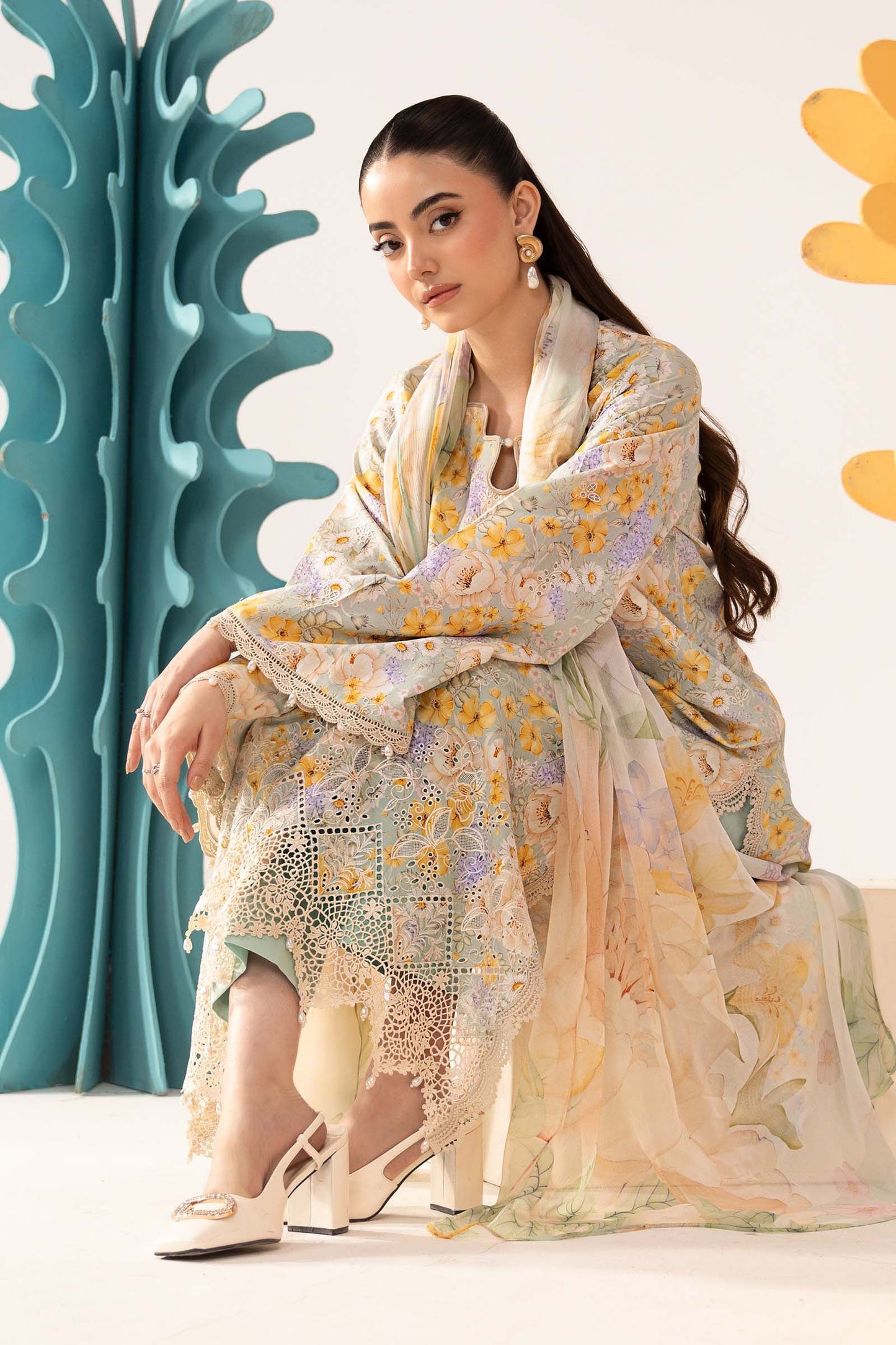 3 Piece Embroidered Lawn Suit - MPS-3007-A-Small