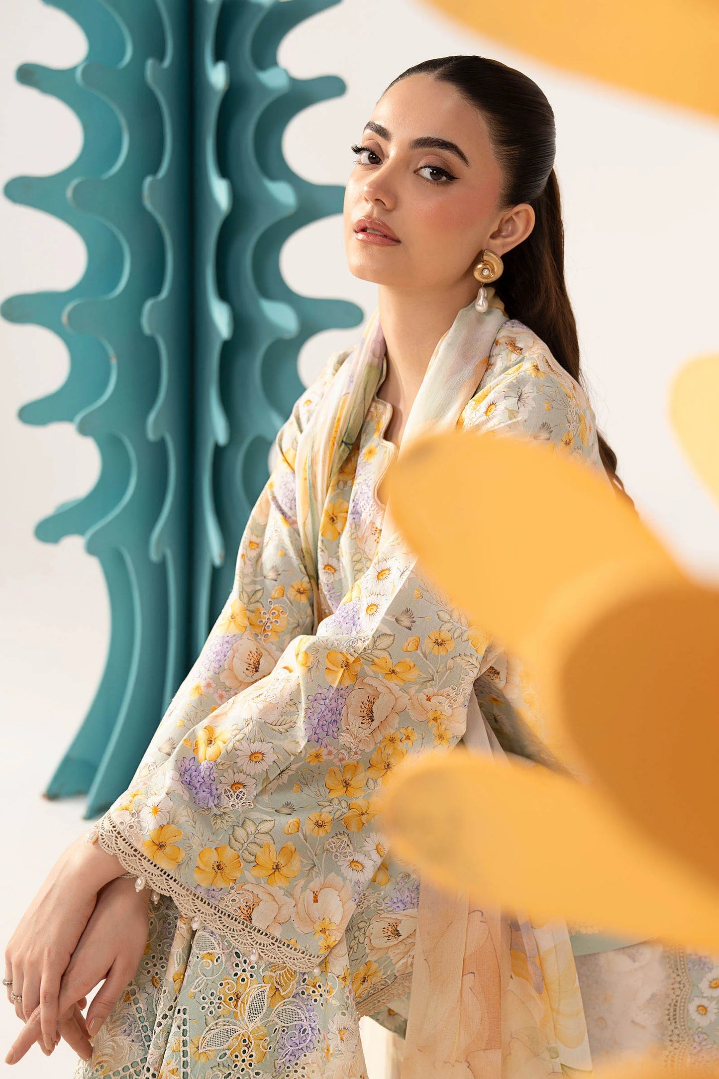 3 Piece Embroidered Lawn Suit - MPS-3007-A-Small