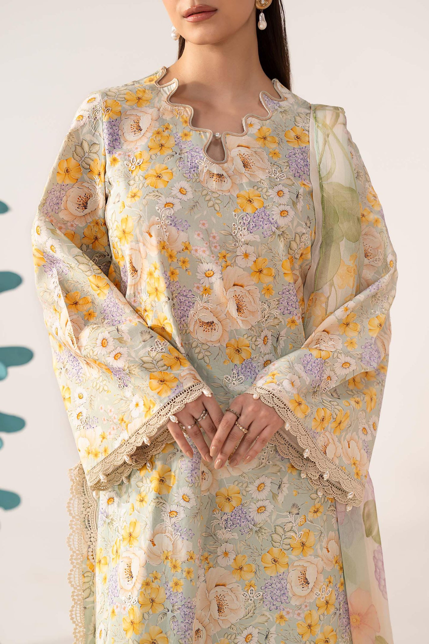 3 Piece Embroidered Lawn Suit - MPS-3007-A-Small