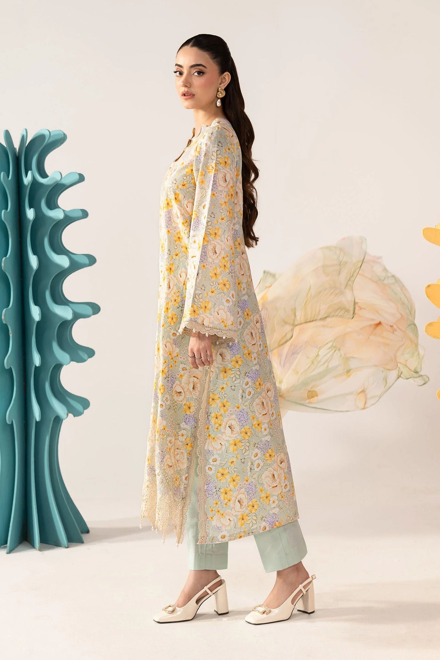 3 Piece Embroidered Lawn Suit - MPS-3007-A-Small
