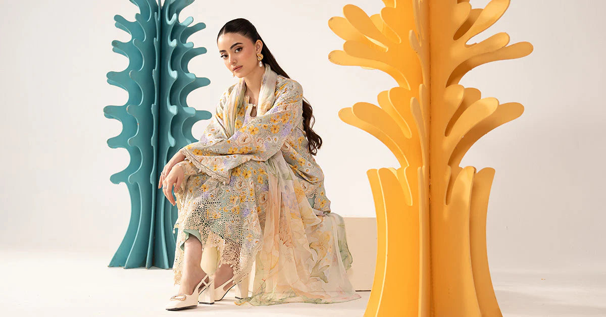 3 Piece Embroidered Lawn Suit - MPS-3007-A-Small