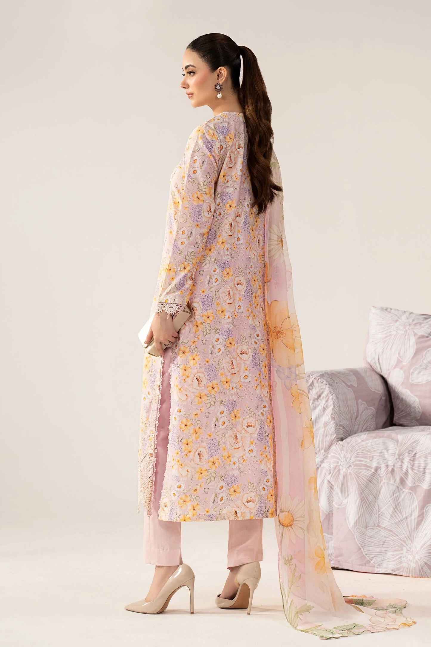 3 Piece Embroidered Lawn Suit - MPS-3007-B-Small