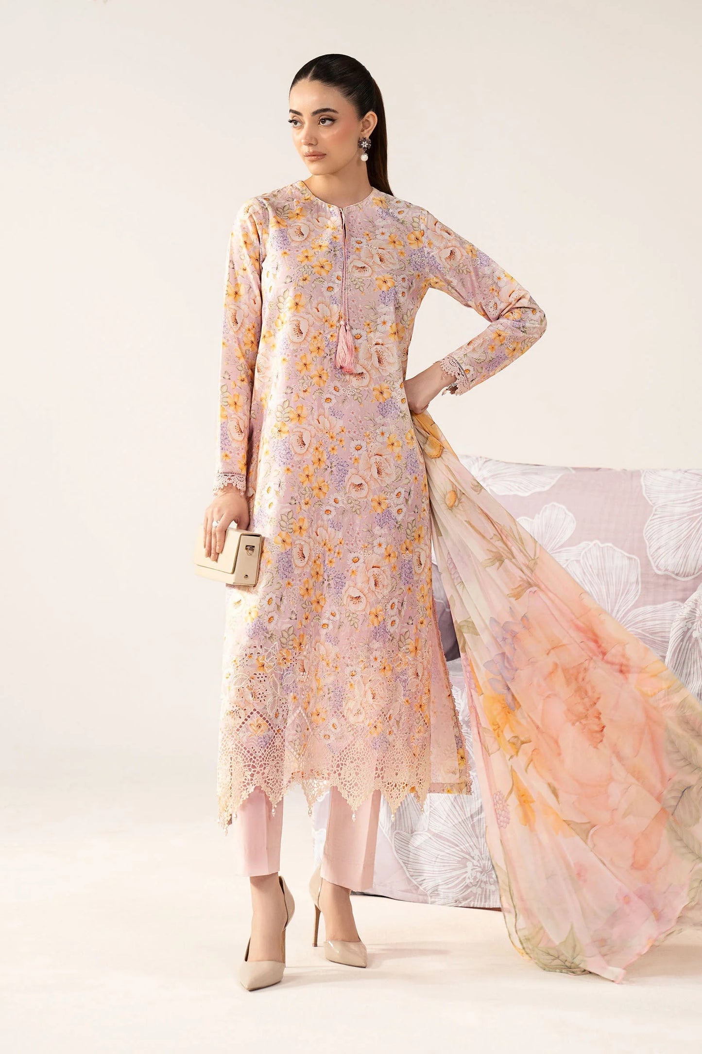 3 Piece Embroidered Lawn Suit - MPS-3007-B-Small
