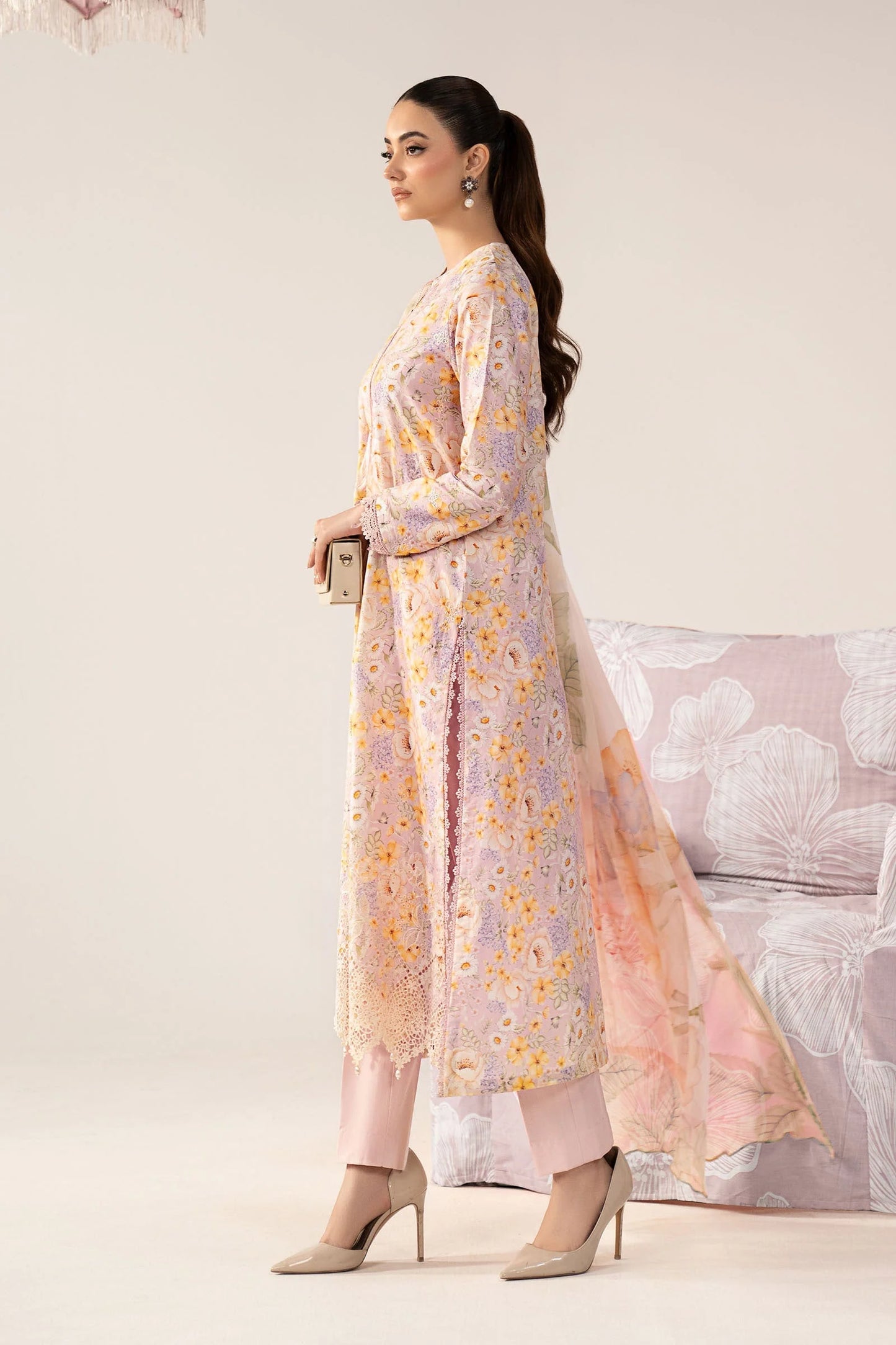 3 Piece Embroidered Lawn Suit - MPS-3007-B-Small