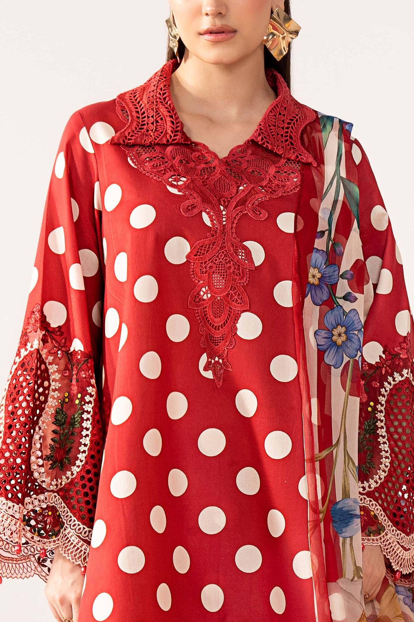 3 Piece Embroidered Lawn Suit - MPS-3008-B-Small