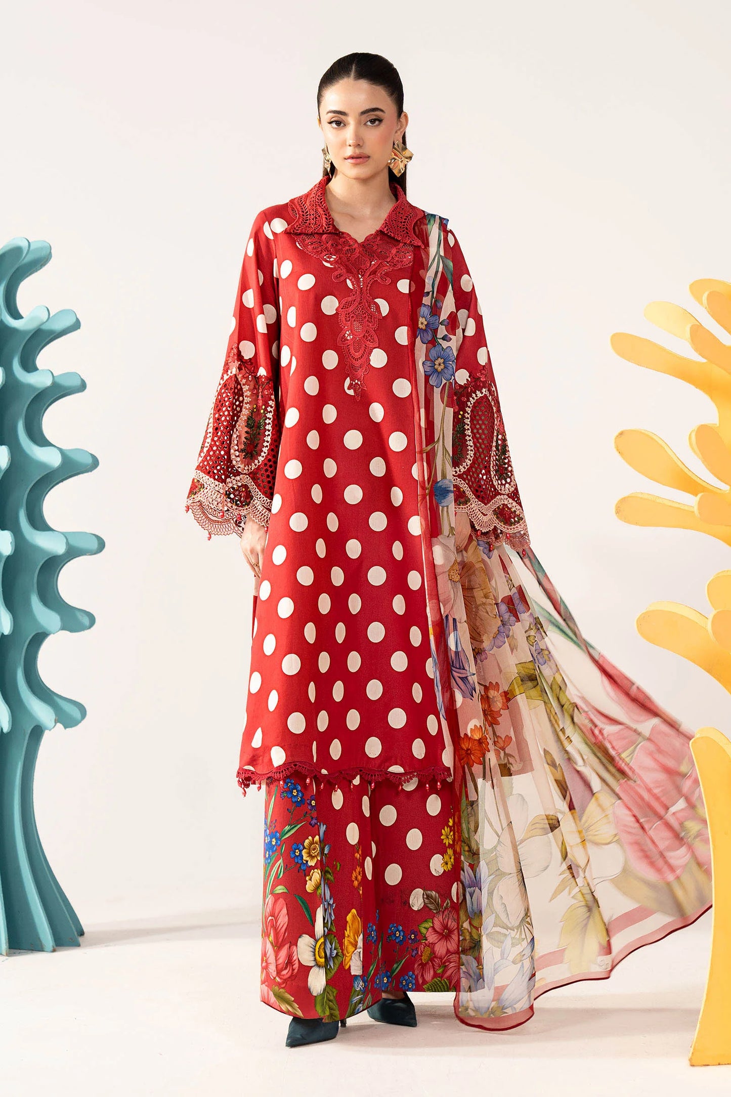 3 Piece Embroidered Lawn Suit - MPS-3008-B-Small