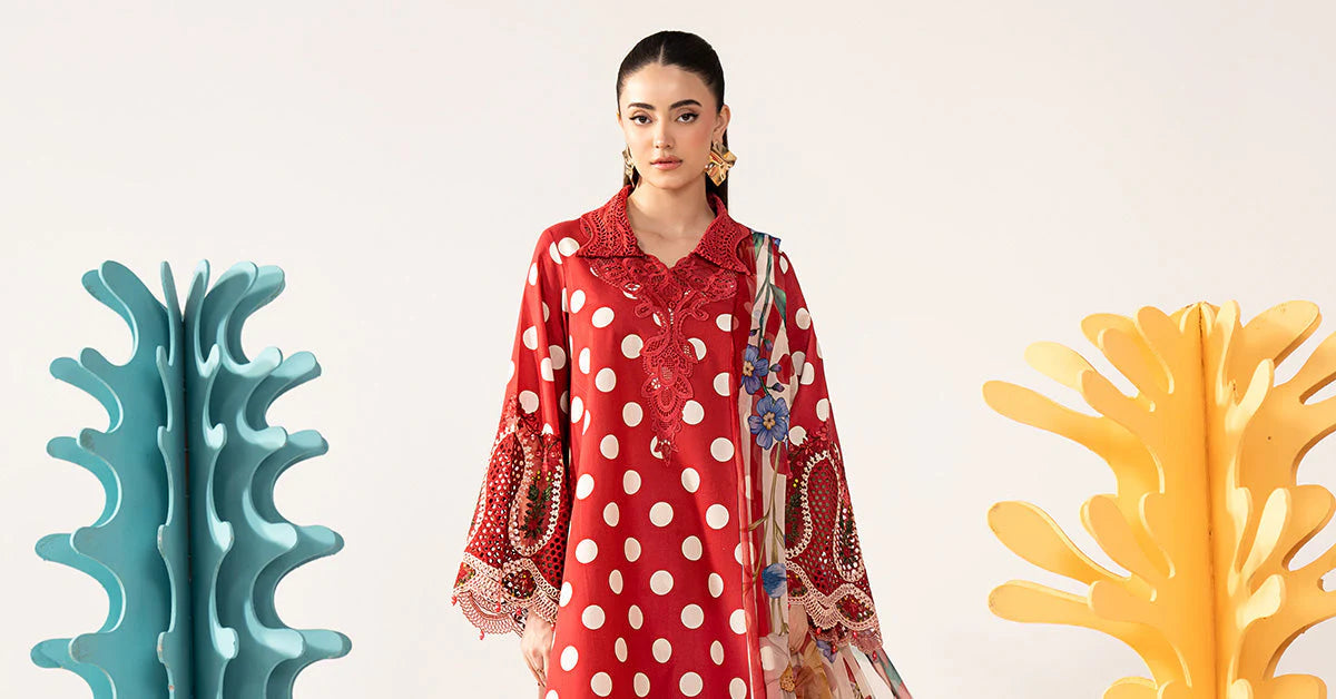 3 Piece Embroidered Lawn Suit - MPS-3008-B-Small