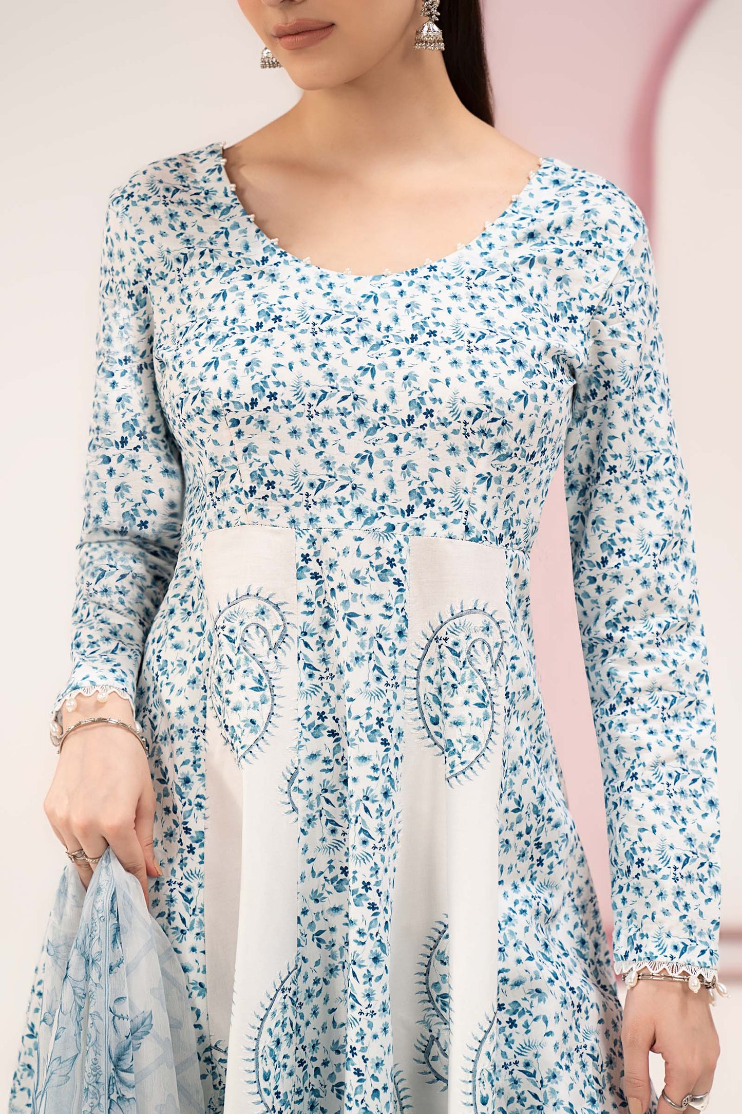 3 Piece Embroidered Lawn Suit - MPS-3009-A-Small