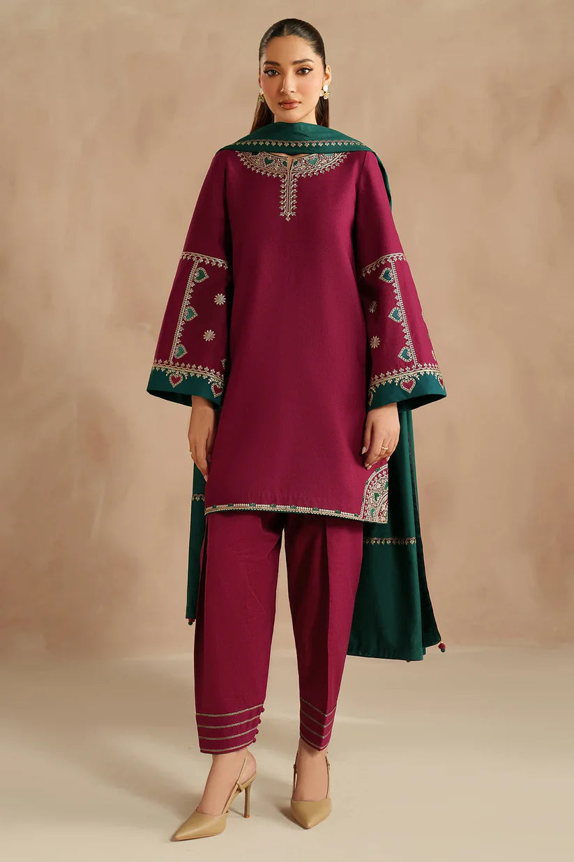 JZ-UW-D0215-0 | EMBROIDERED KHADDAR | Jazmin