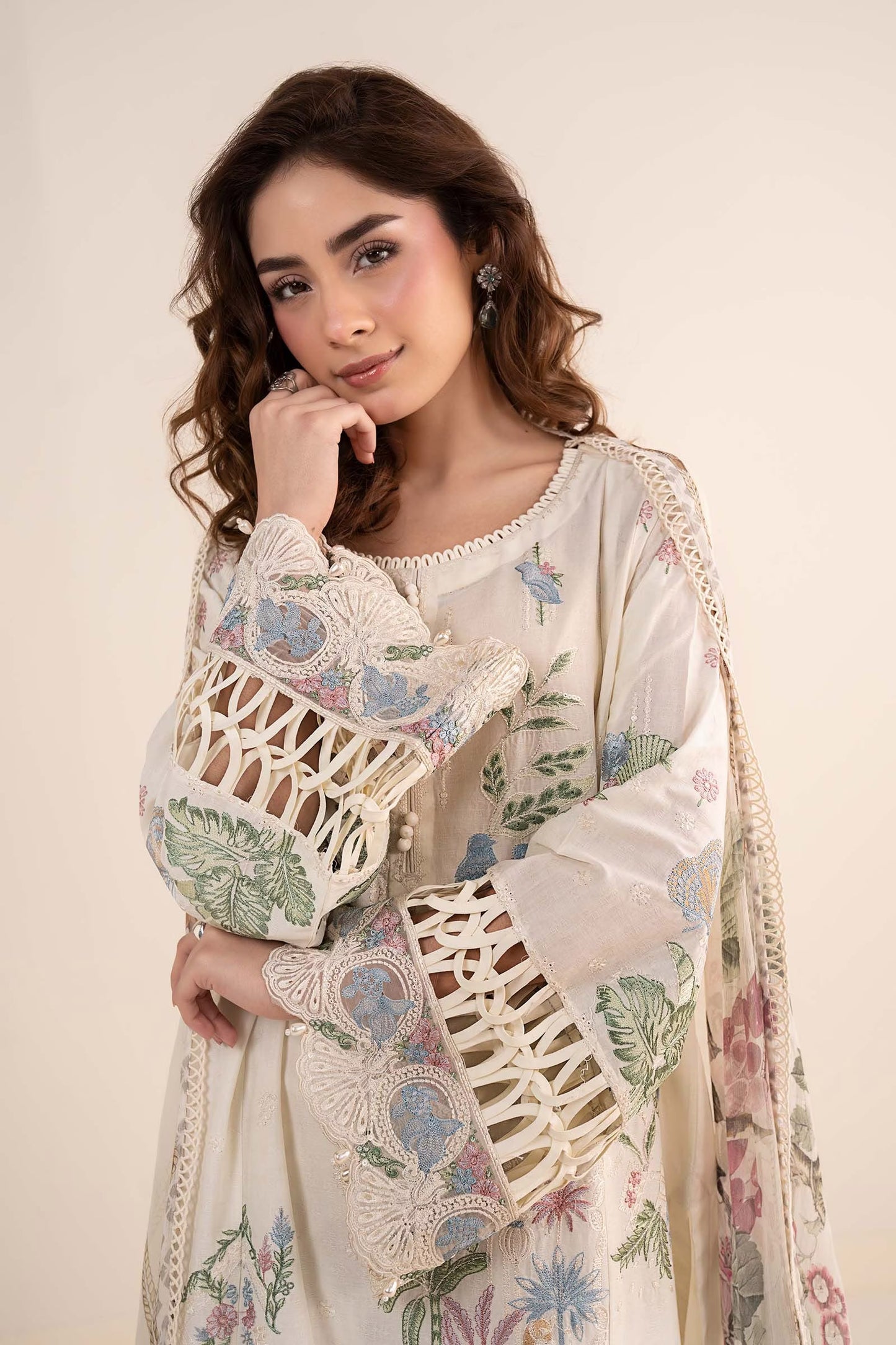 Maria.B Desi Summer Pie '26 - 3 Piece Embroidered Dobby Lawn Suit | Dwa2611-esm-off White