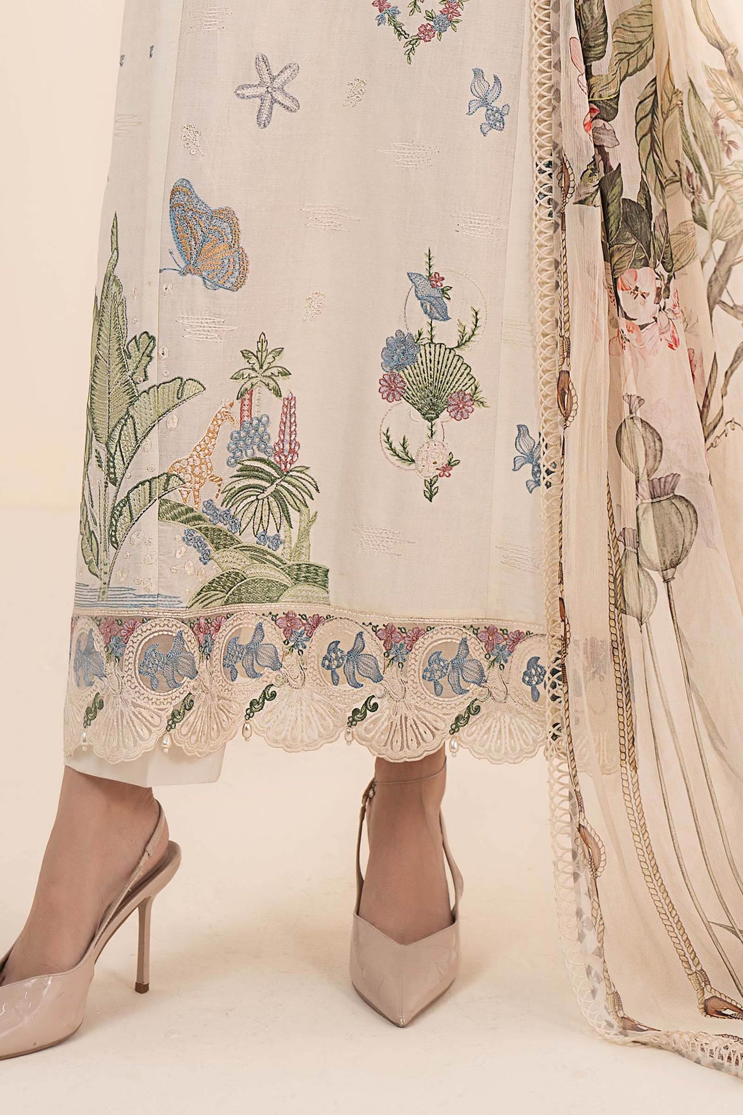 Maria.B Desi Summer Pie '26 - 3 Piece Embroidered Dobby Lawn Suit | Dwa2611-esm-off White
