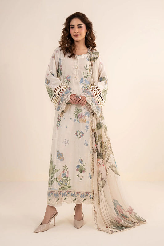 Maria.B Desi Summer Pie '26 - 3 Piece Embroidered Dobby Lawn Suit | Dwa2611-esm-off White
