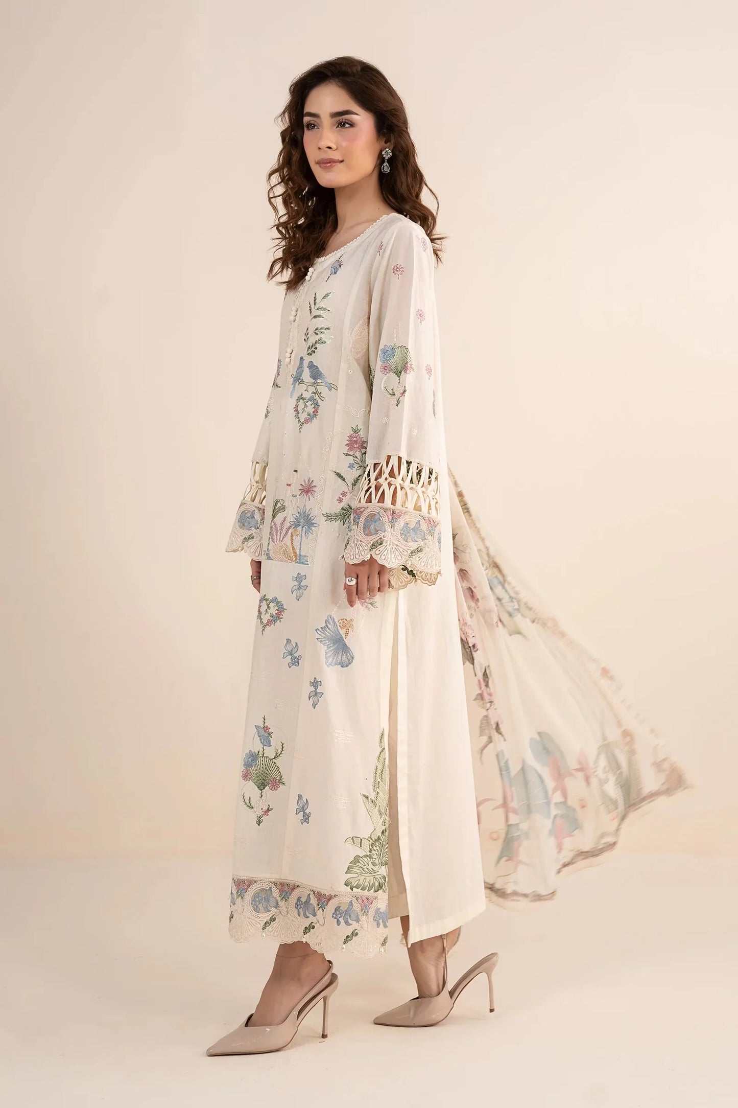 Maria.B Desi Summer Pie '26 - 3 Piece Embroidered Dobby Lawn Suit | Dwa2611-esm-off White