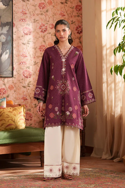 Ethnc Rozana Summer '26 - Embroidered Suit - Burgundy | E4322/103/415