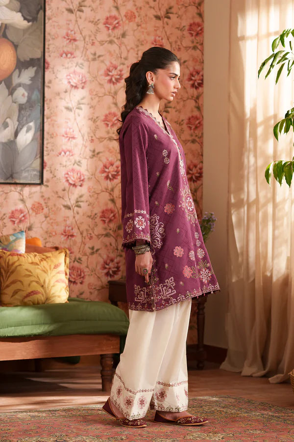 Ethnc Rozana Summer '26 - Embroidered Suit - Burgundy | E4322/103/415