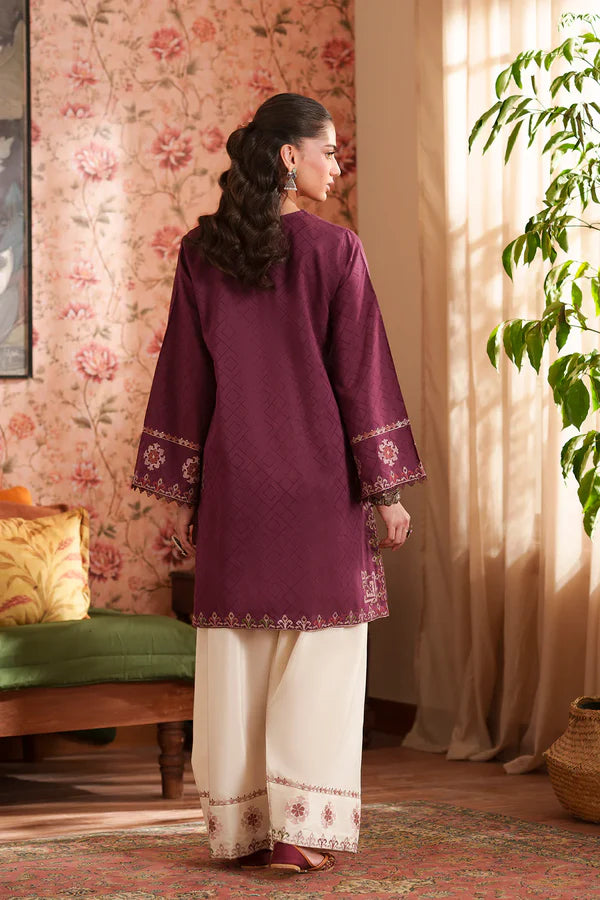 Ethnc Rozana Summer '26 - Embroidered Suit - Burgundy | E4322/103/415