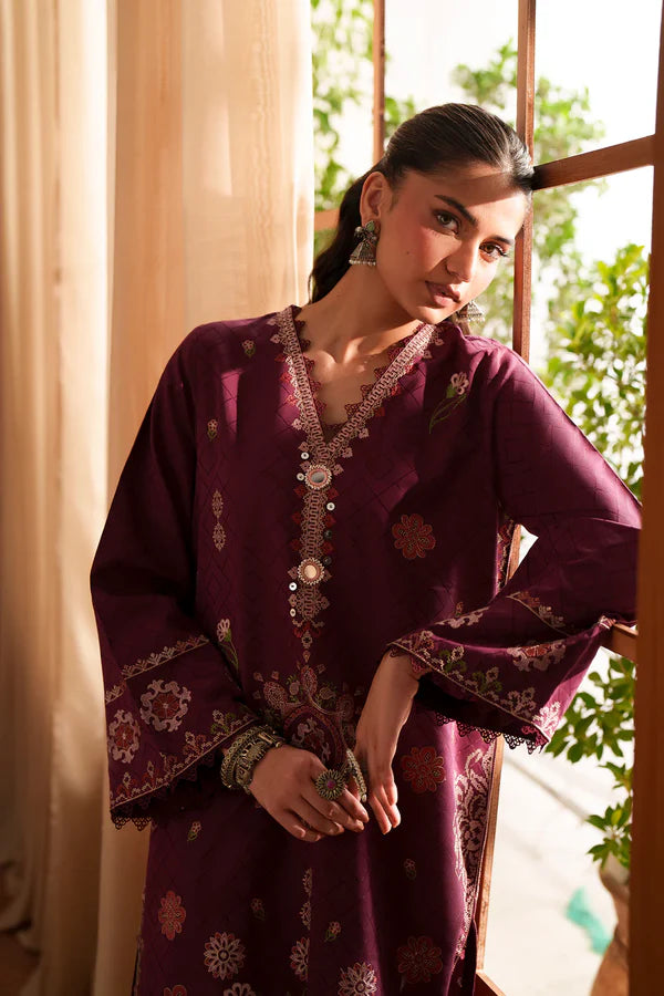 Ethnc Rozana Summer '26 - Embroidered Suit - Burgundy | E4322/103/415