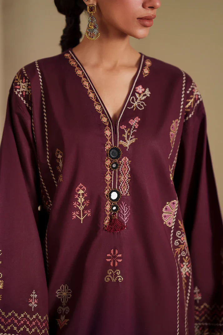 DEEP BURGUNDY | E4453/103/414 | Rozana Collection SS '26- Drop 7 | Ethnc