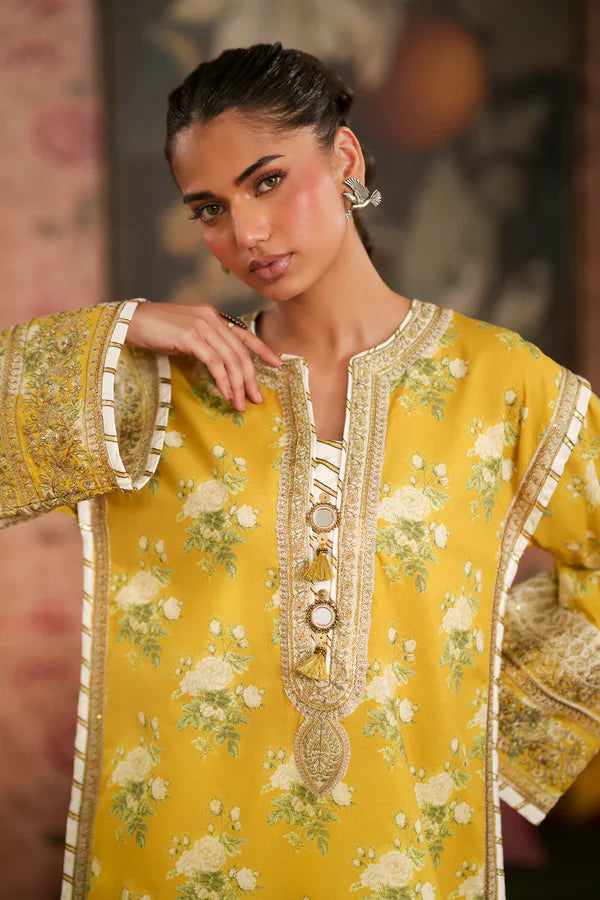 Ethnc Rozana Summer '26 - Embroidered Suit - Yellow | E4494/103/104