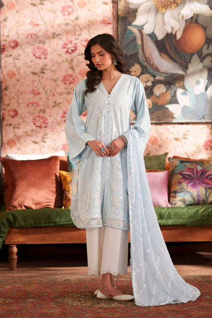 Ethnc Rozana Summer '26 - Embroidered Suit - Baby Blue | E4541/103/633