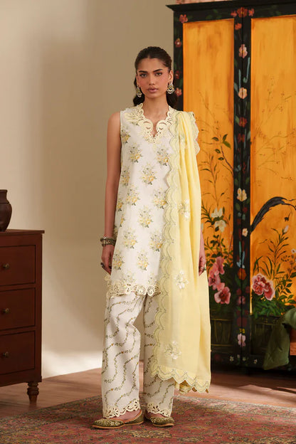 Ethnc Rozana Summer '26 - Embroidered Suit - Vanilla ICE | E4620/103/005