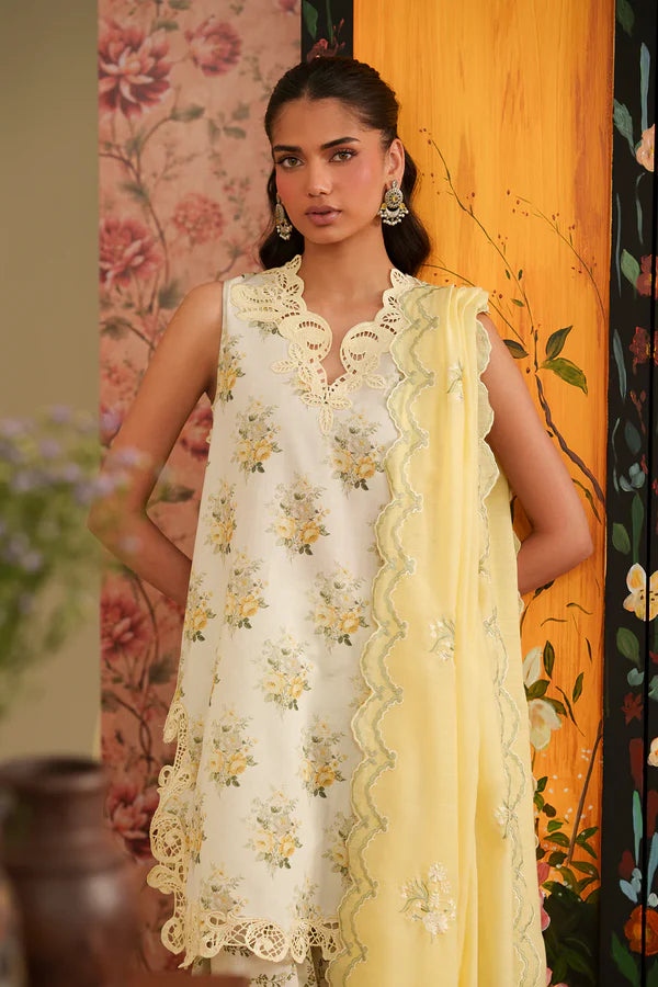 Ethnc Rozana Summer '26 - Embroidered Suit - Vanilla ICE | E4620/103/005