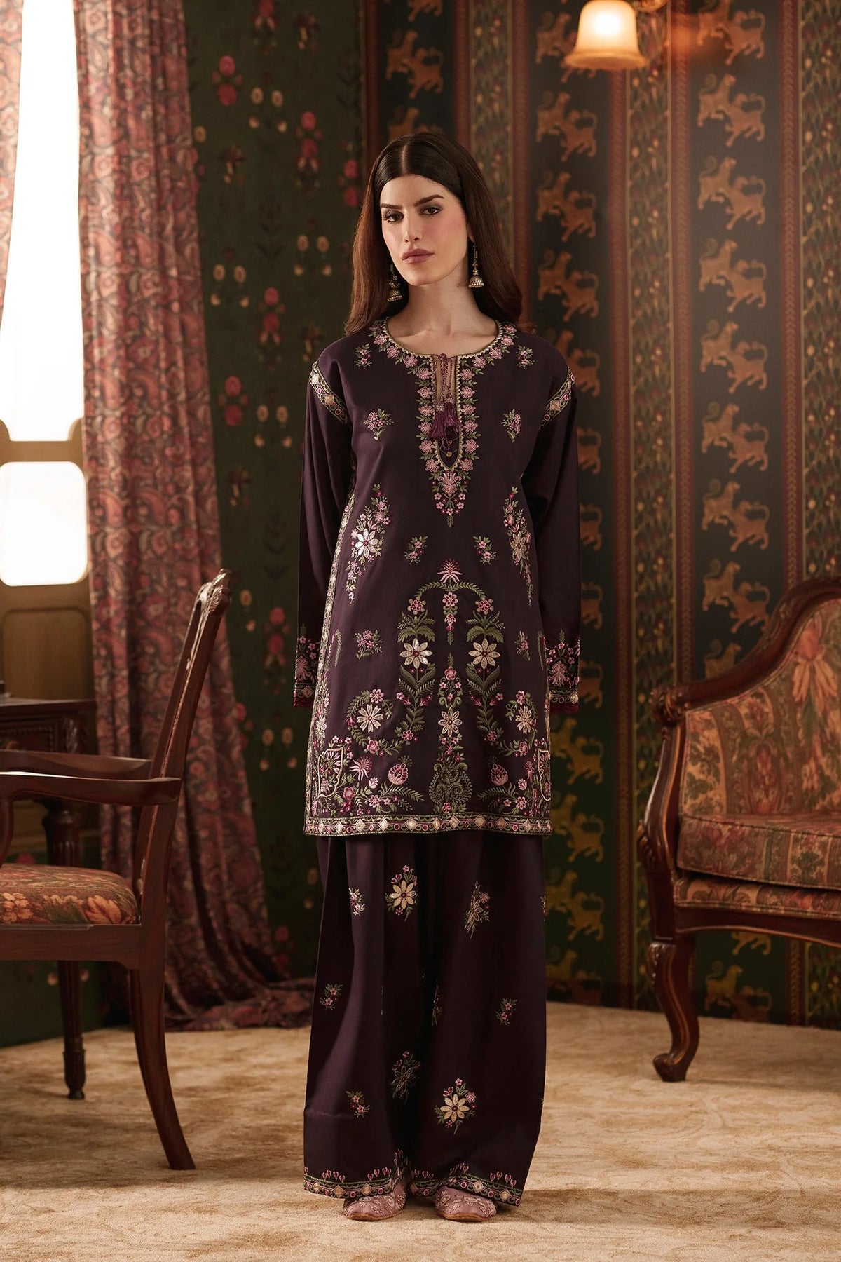 EMBROIDERED SUIT (E4775-103-503) Ethnc - Rozana Winter Drop III