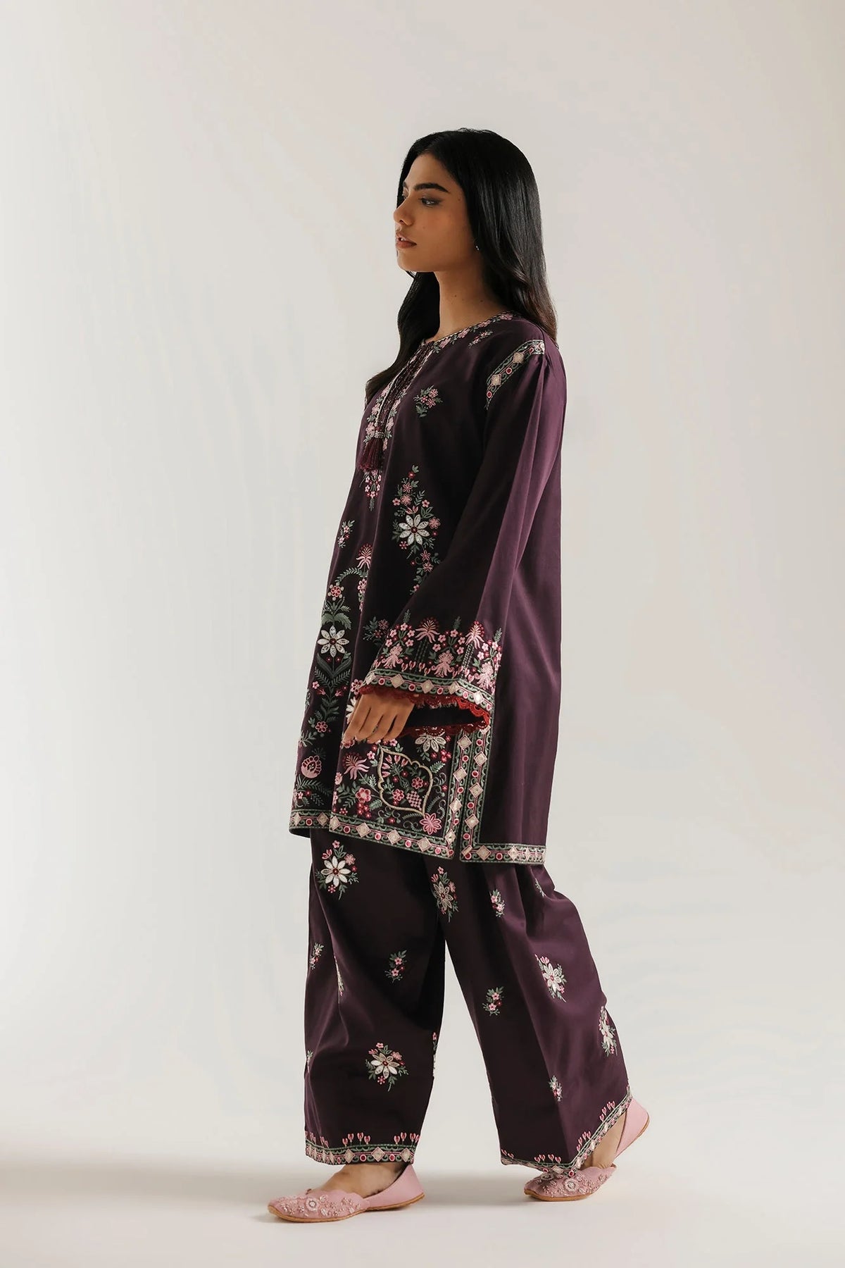 EMBROIDERED SUIT (E4775-103-503) Ethnc - Rozana Winter Drop III