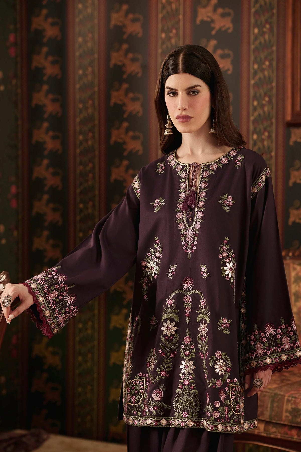 EMBROIDERED SUIT (E4775-103-503) Ethnc - Rozana Winter Drop III