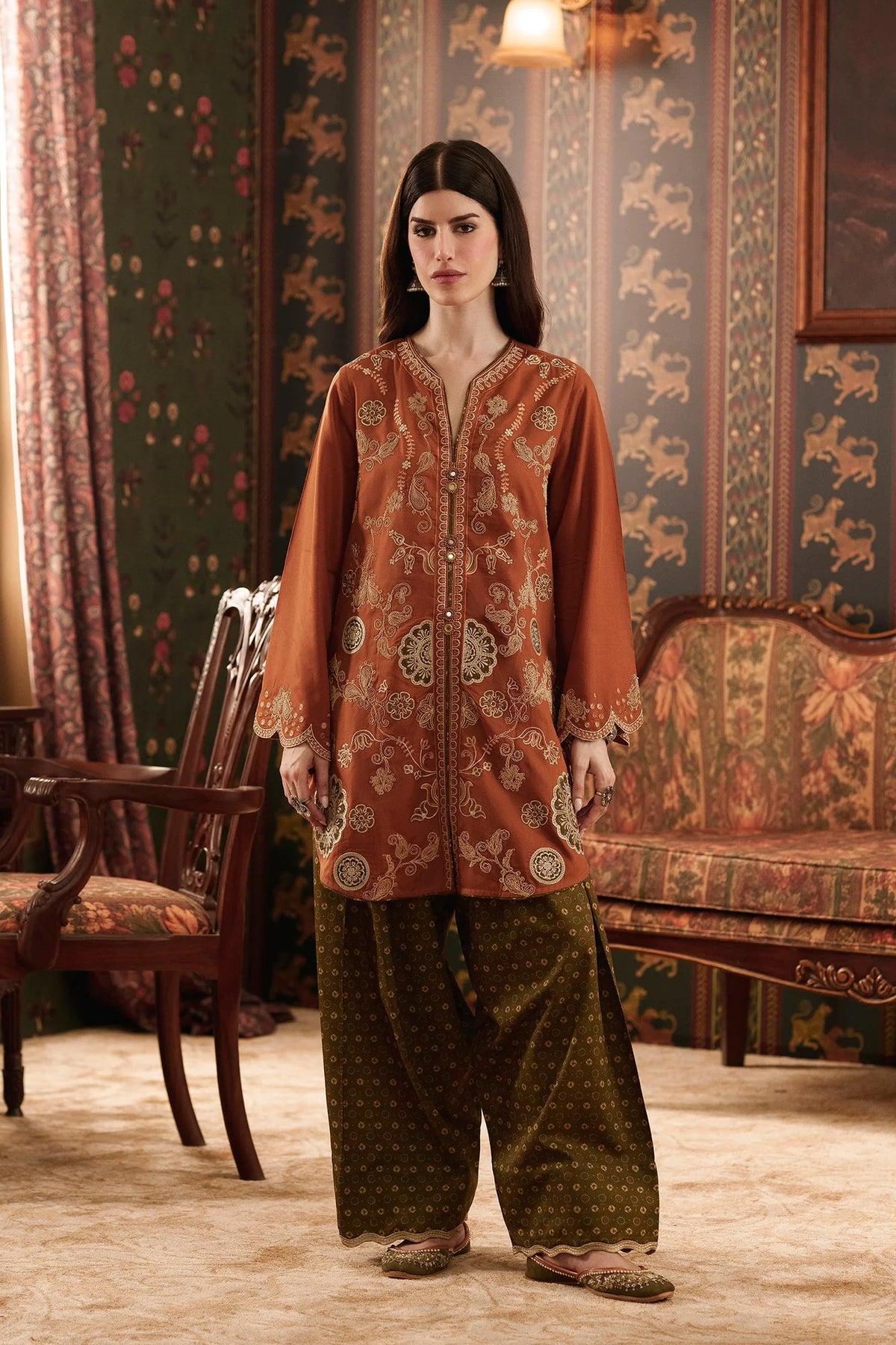 EMBROIDERED SUIT (E4779-103-205) Ethnc - Rozana Winter Drop III