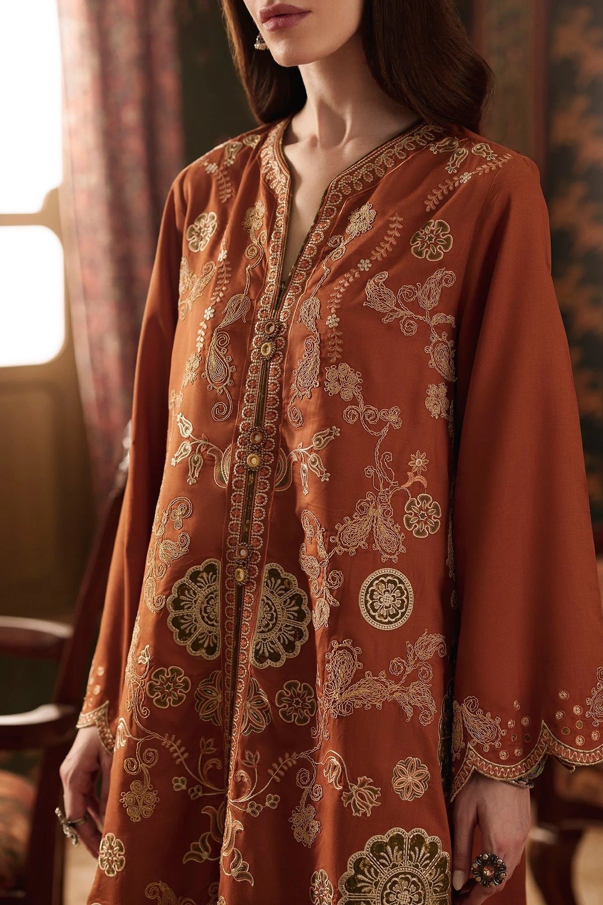 EMBROIDERED SUIT (E4779-103-205) Ethnc - Rozana Winter Drop III