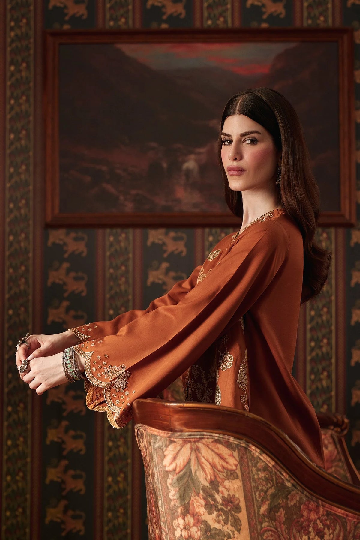 EMBROIDERED SUIT (E4779-103-205) Ethnc - Rozana Winter Drop III