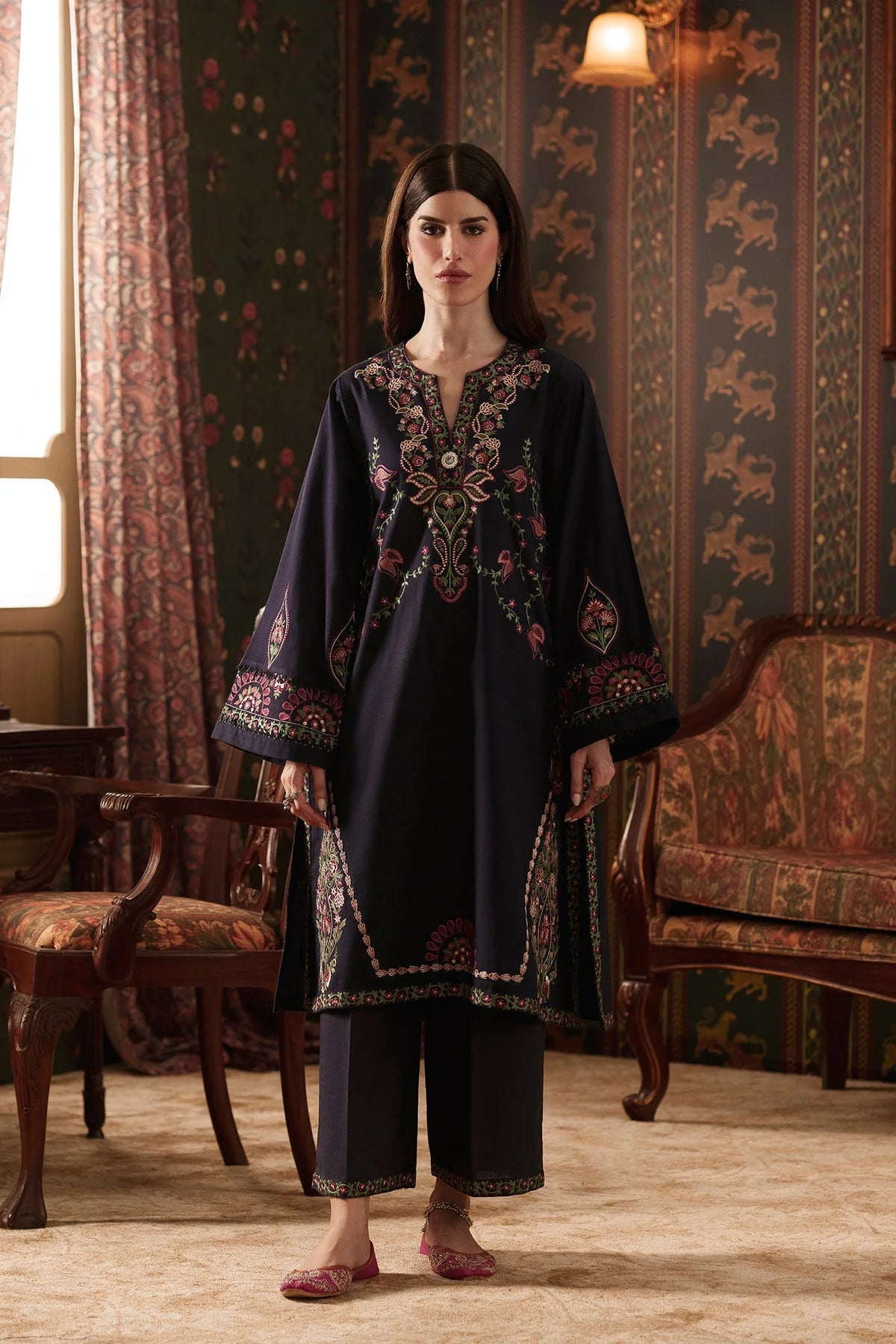 EMBROIDERED SUIT (E4886-103-621) Ethnc - Rozana Winter Drop III