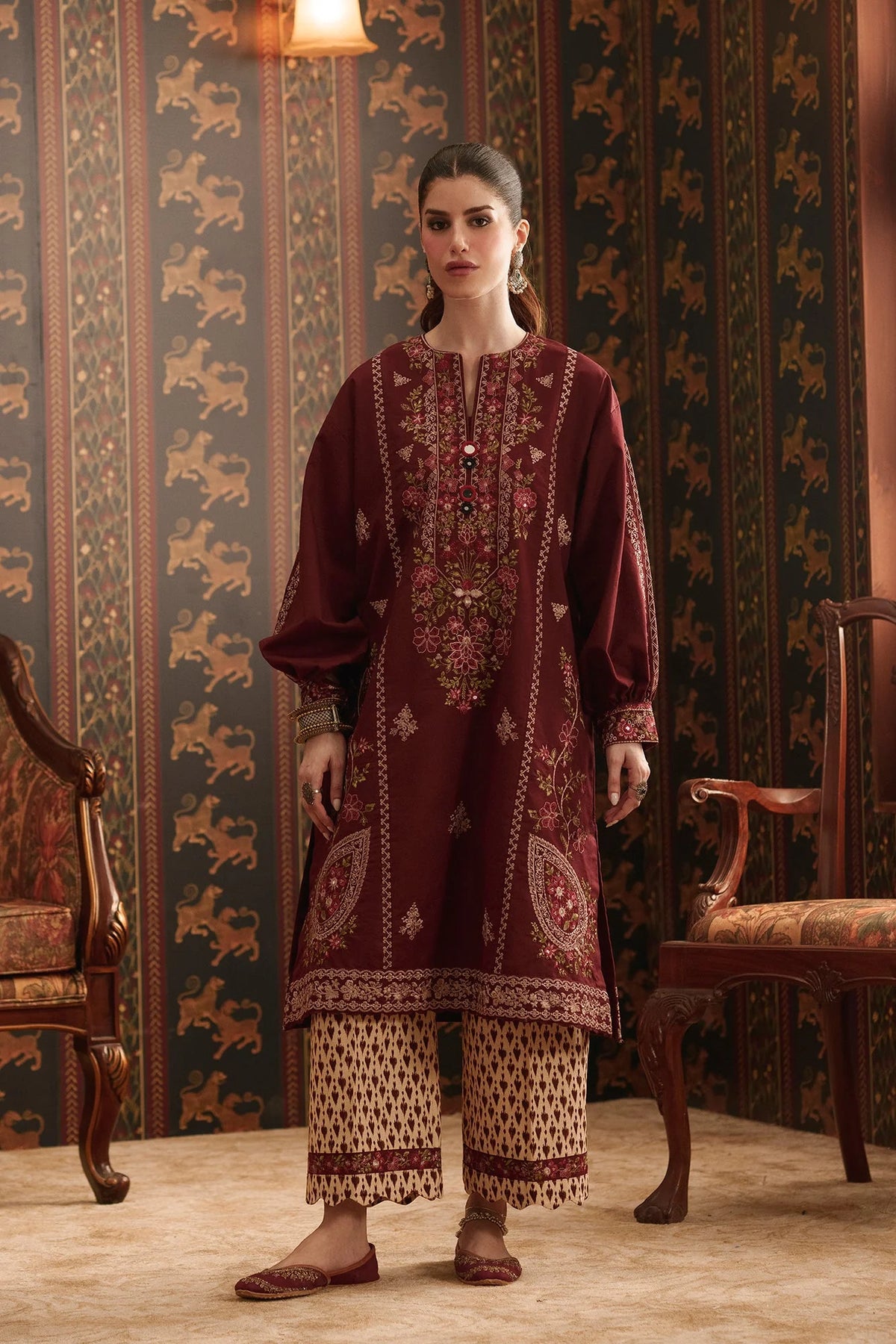 EMBROIDERED SUIT (E4930-103-414) Ethnc - Rozana Winter Drop III
