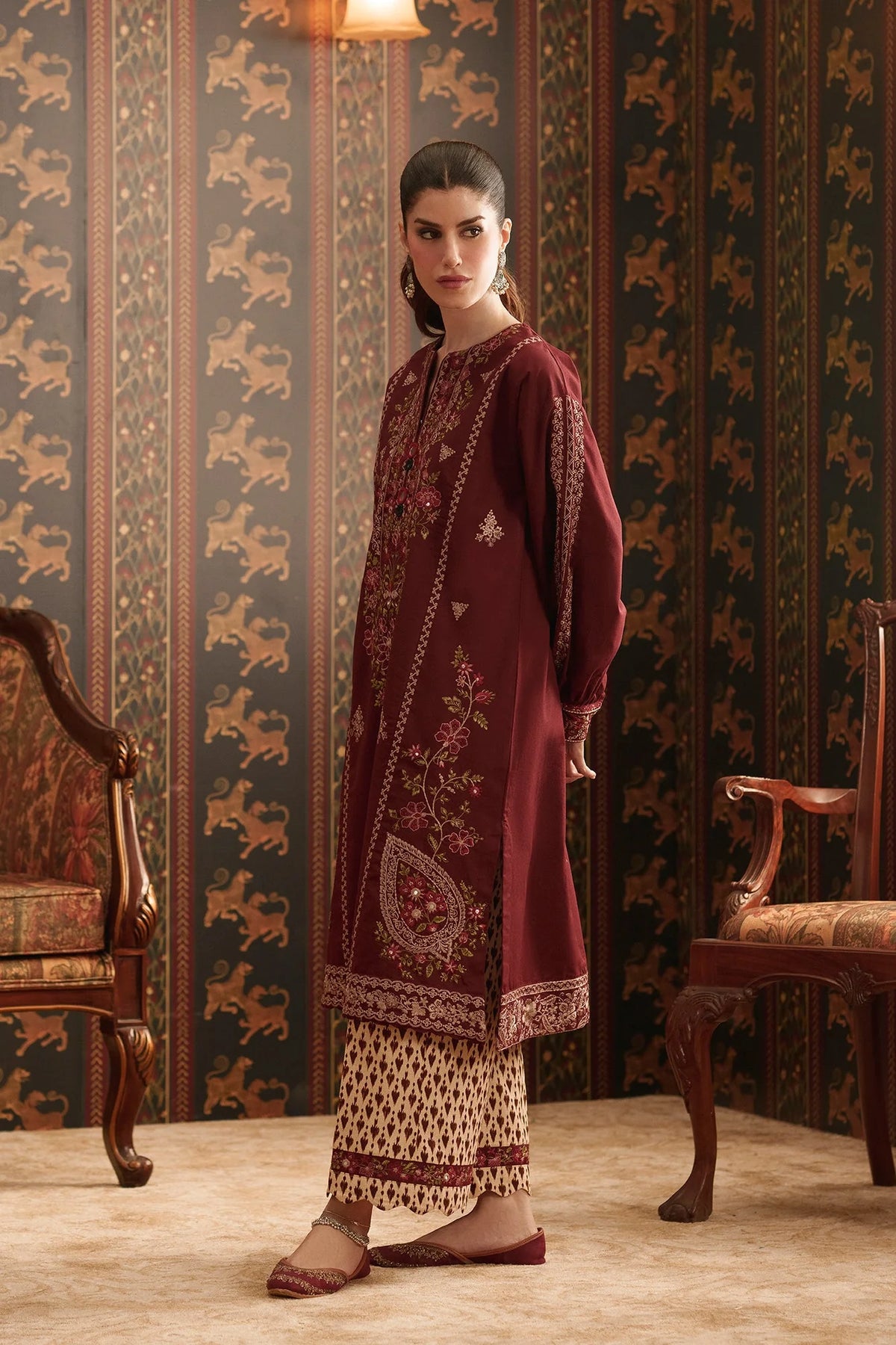 EMBROIDERED SUIT (E4930-103-414) Ethnc - Rozana Winter Drop III