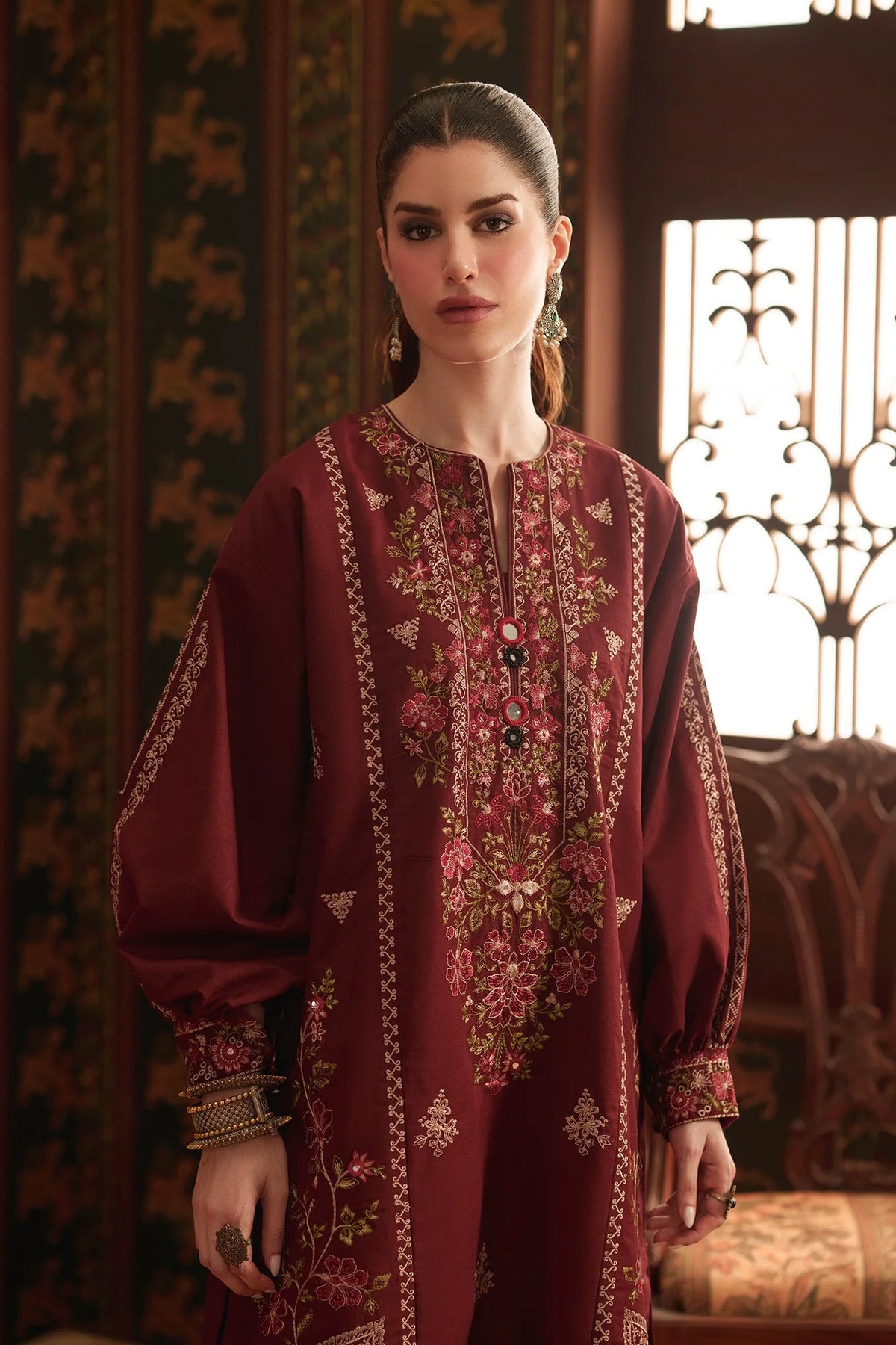 EMBROIDERED SUIT (E4930-103-414) Ethnc - Rozana Winter Drop III