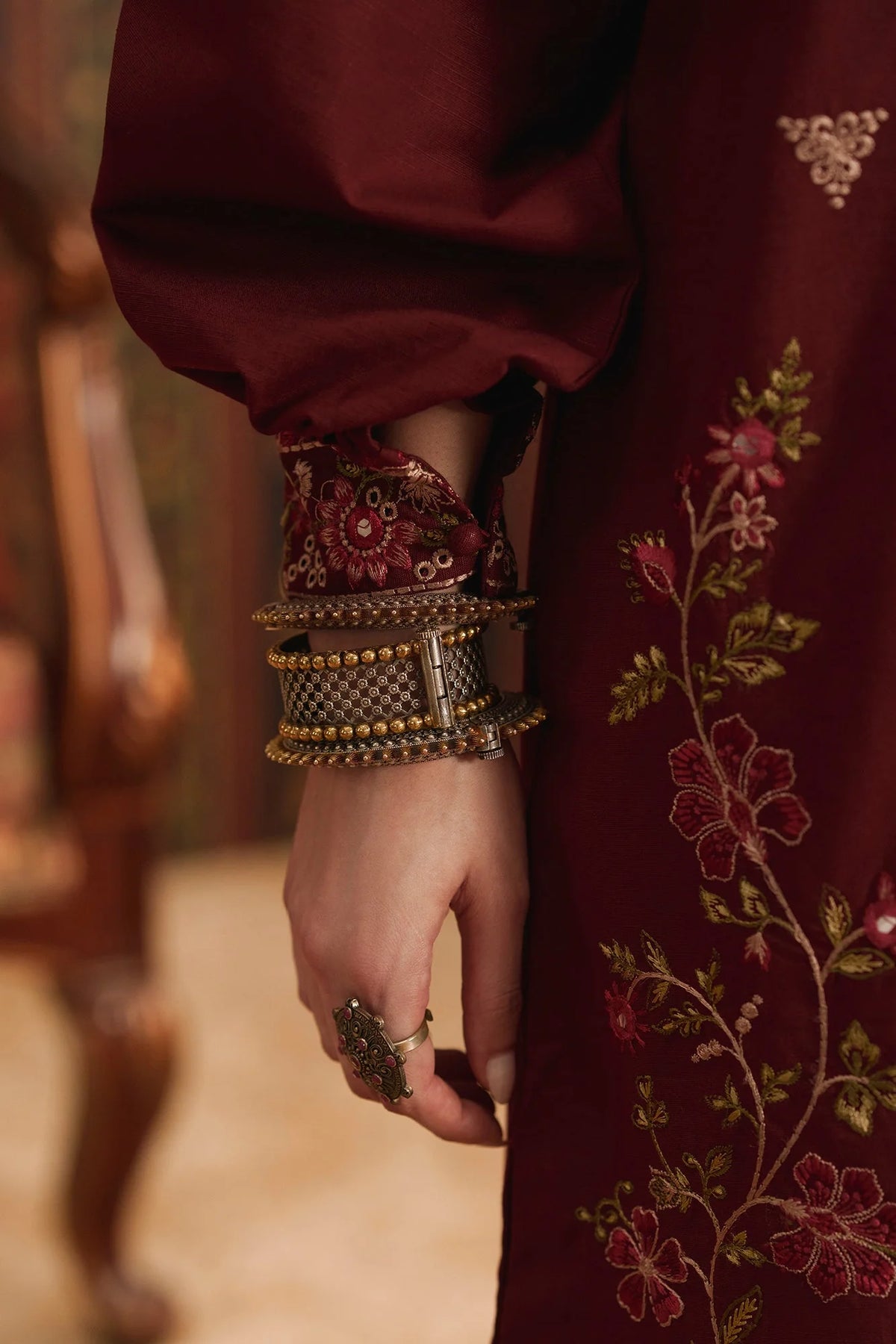 EMBROIDERED SUIT (E4930-103-414) Ethnc - Rozana Winter Drop III